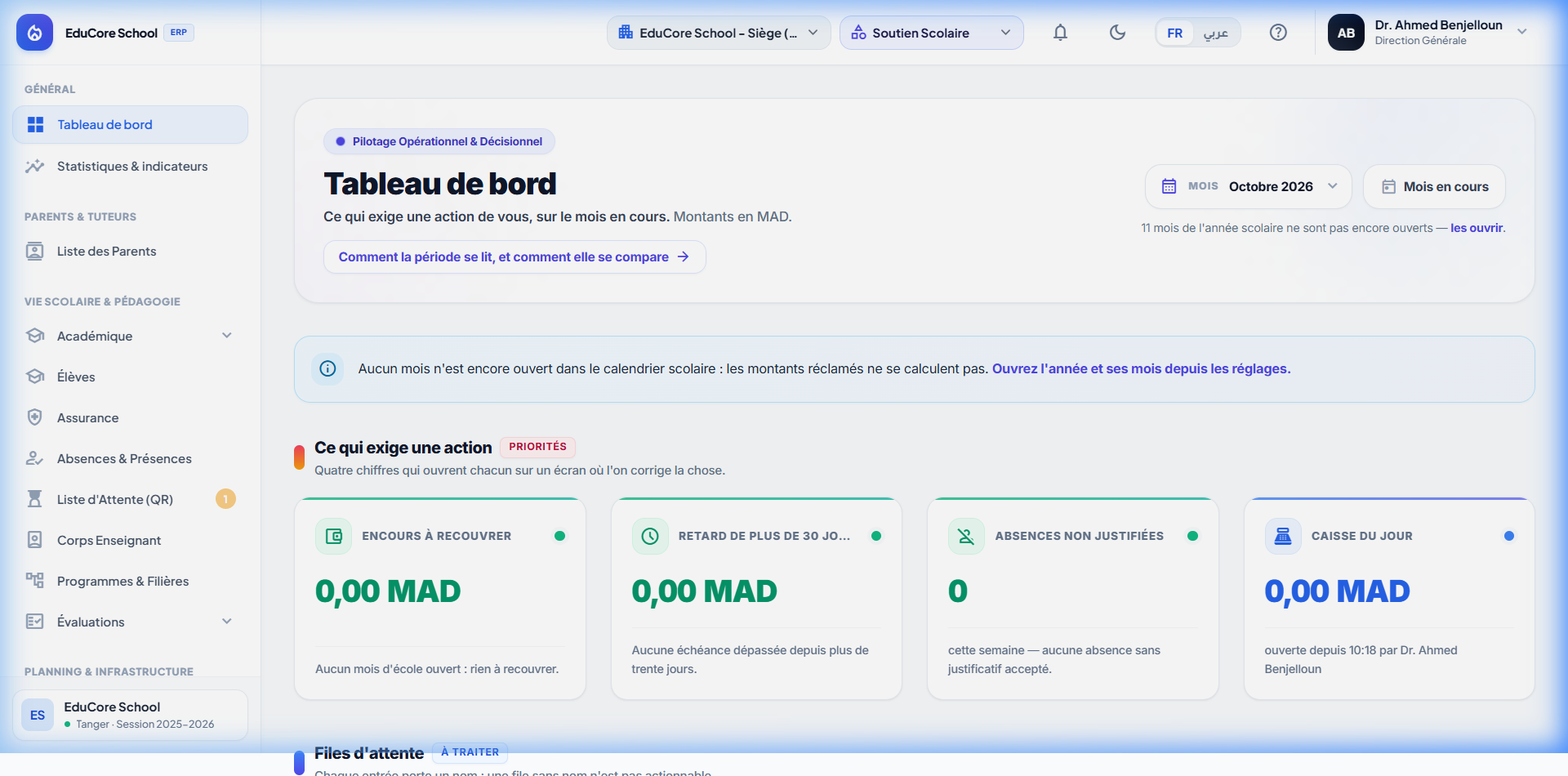 Tableau de bord - EduCore ERP